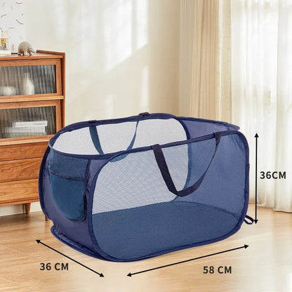 Collapsible Laundry Hamper with Pocket and Sturdy Frame - Befez