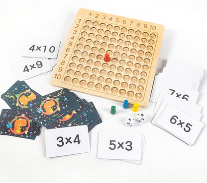 Wooden Math Learning Multiplication Board Game Set