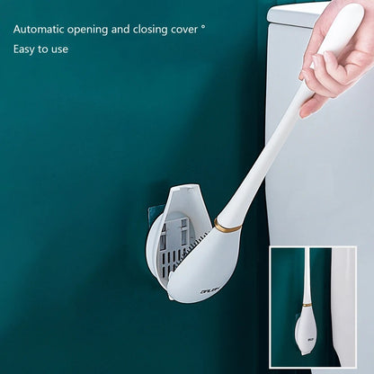 Compact Silicone Toilet Brush for Bathroom Cleaning