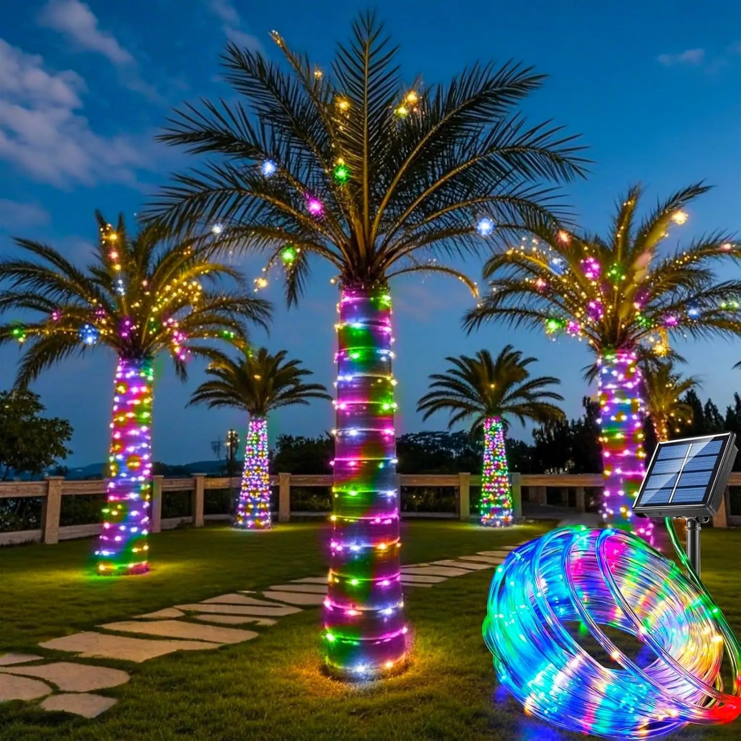 Solar Powered Outdoor String Lights Waterproof 8 Modes