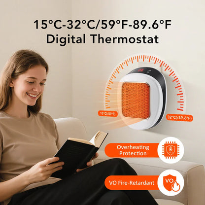 Compact 600W Electric Wall Heater with Remote Control