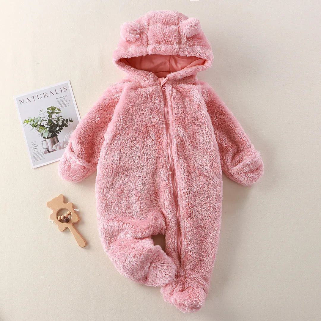 Warm Baby Romper with Hooded Design