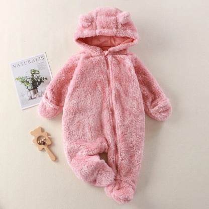 Warm Baby Romper with Hooded Design