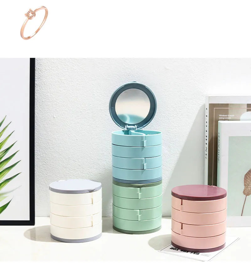Spinning 3-Tier Jewelry Box Storage Organizer