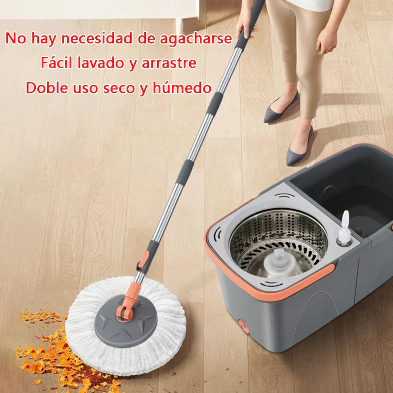 Dual Action Mop with 360° Spin Head and Long Handle