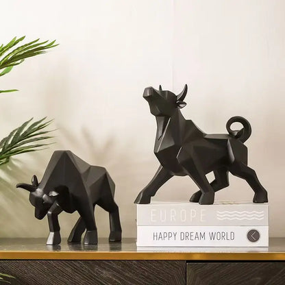 Stylish Bull Figurine Modern Resin Decor 35cm