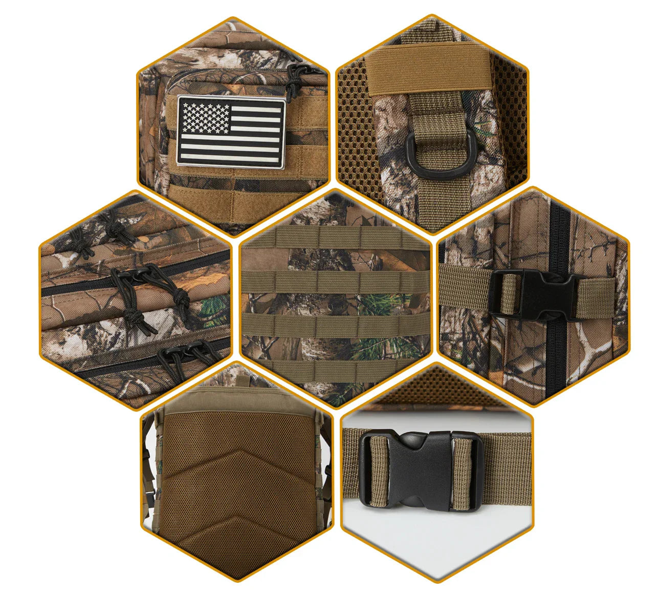 Durable 45L Tactical Backpack with Molle System - Khaki