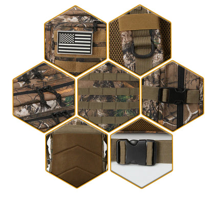 Durable 45L Tactical Backpack with Molle System - Khaki