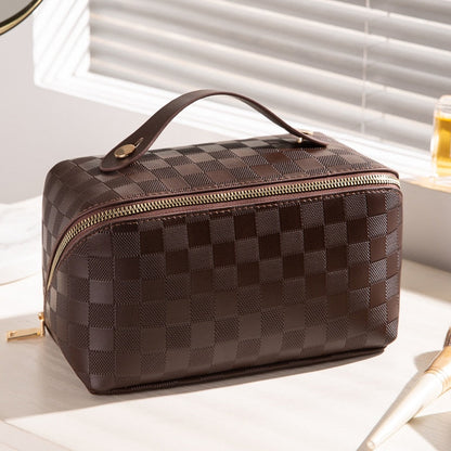 Premium Travel Makeup Bag with Pockets & Waterproof Leather