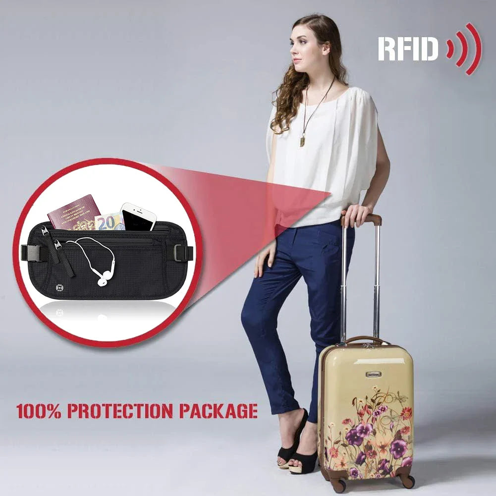 Secure Travel Waist Pouch with RFID Blocking Pocket