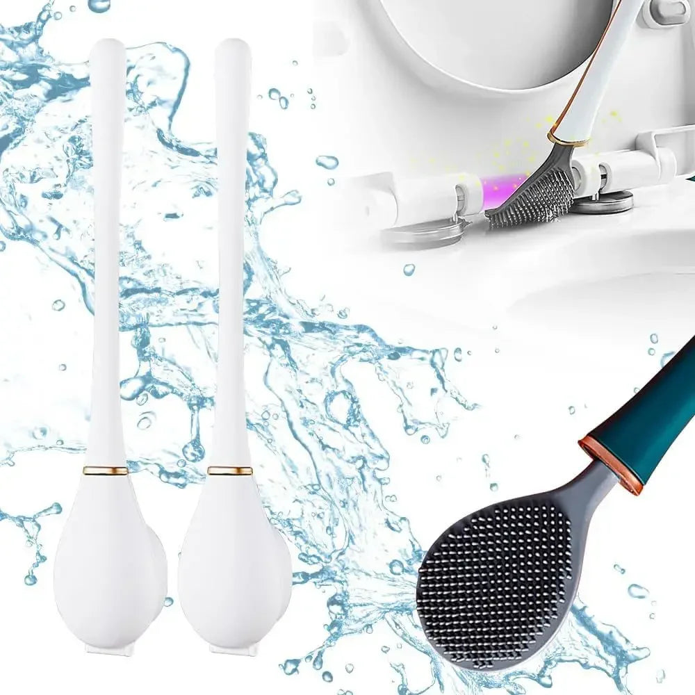 Compact Silicone Toilet Brush for Bathroom Cleaning