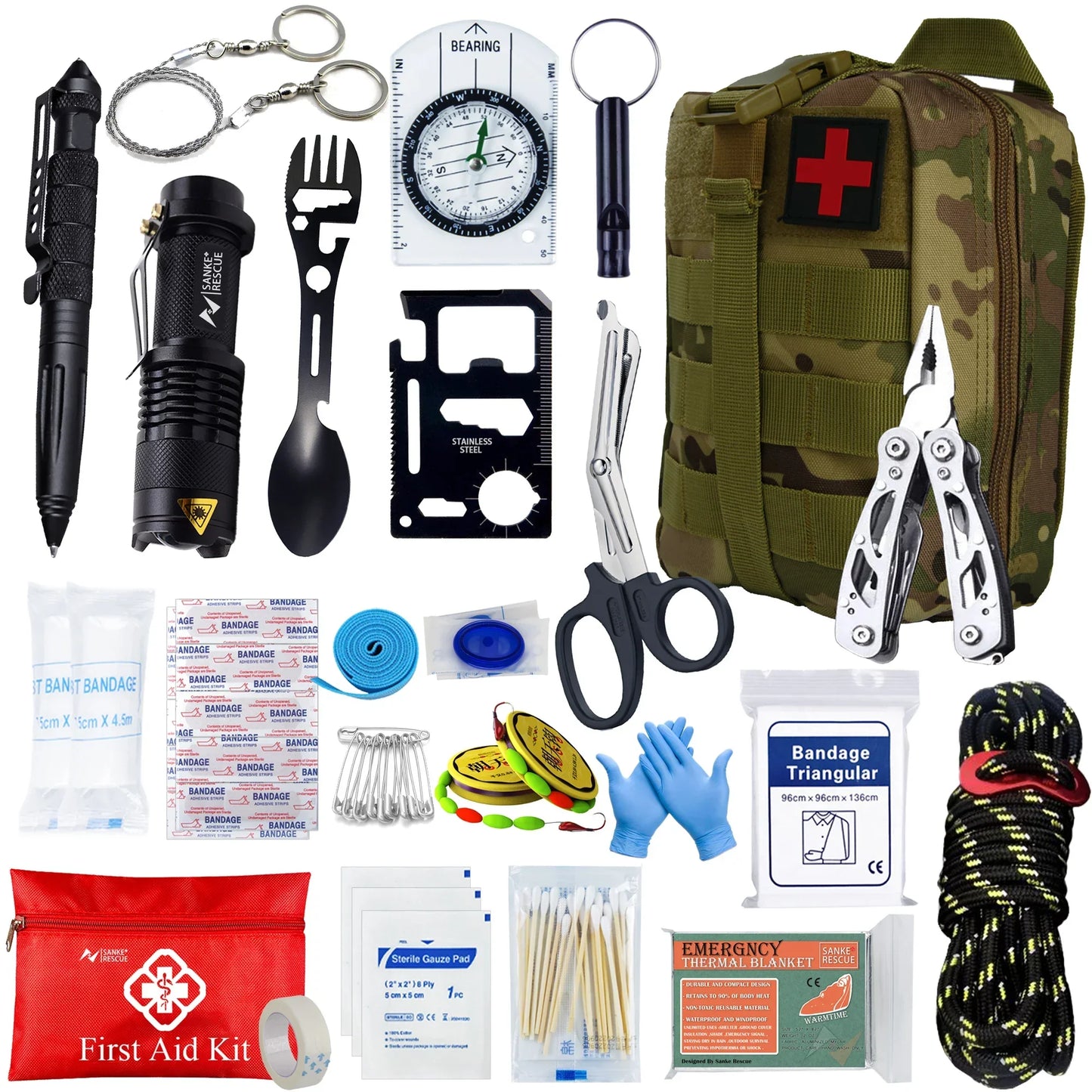 Ultimate 24-Piece Outdoor Survival Emergency Kit