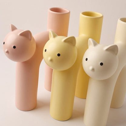Decorative Clay Kitty Figurine Vase