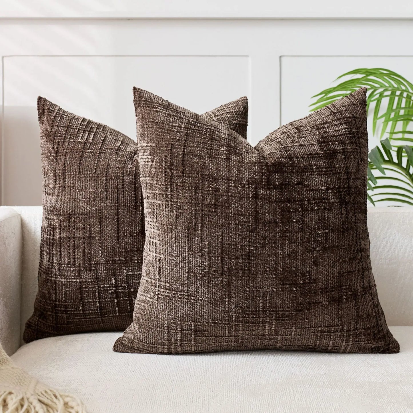 Soft Chenille Pillow with Natural Bamboo Pattern