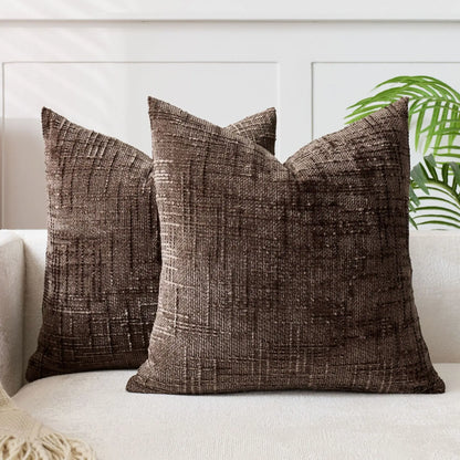 Soft Chenille Pillow with Natural Bamboo Pattern
