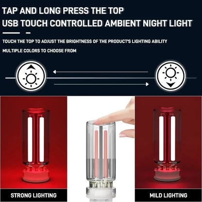 Colorful Glass Table Lamp with USB Touch Dimmer