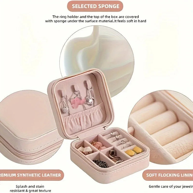 Portable Jewelry Travel Box PU Leather Case