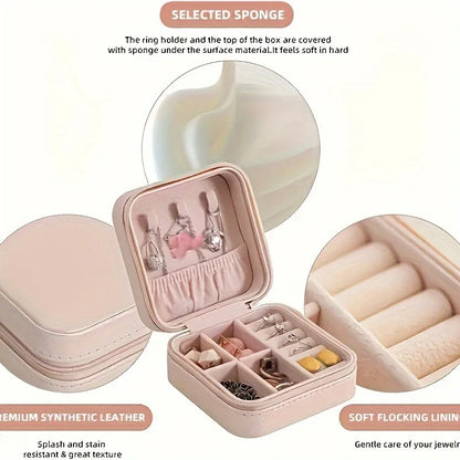 Portable Jewelry Travel Box PU Leather Case