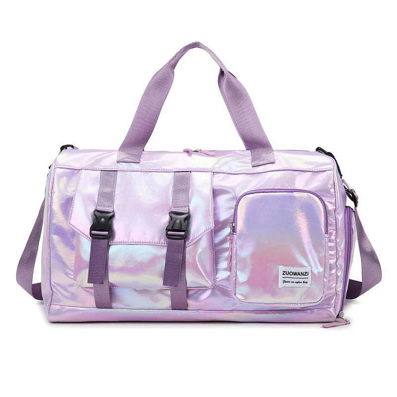 Spacious Holographic Weekend Travel Bag with Shoe Pocket