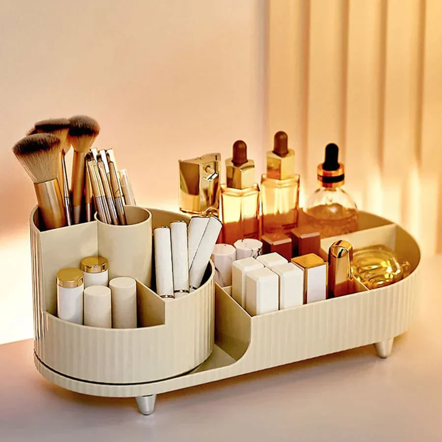 Premium Cosmetic Storage with Compact Rotating Tray