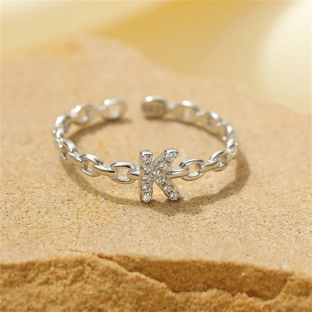 Delicate Diamond Initial Letter Ring