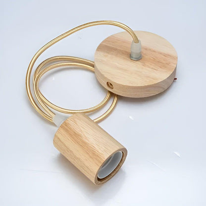Rustic Wood Hanging Lamp with Warm Glow