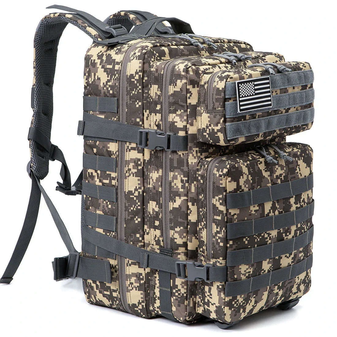 Durable 45L Tactical Backpack with Molle System - Khaki