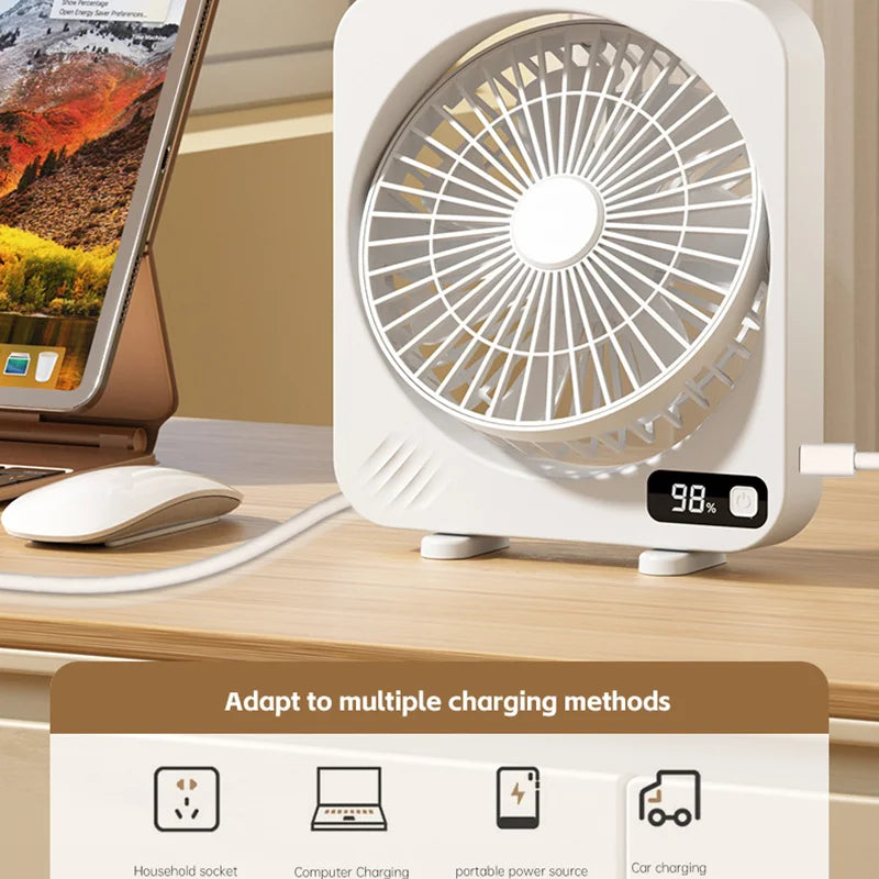 Compact USB Office Fan with 5-Speed Digital Control