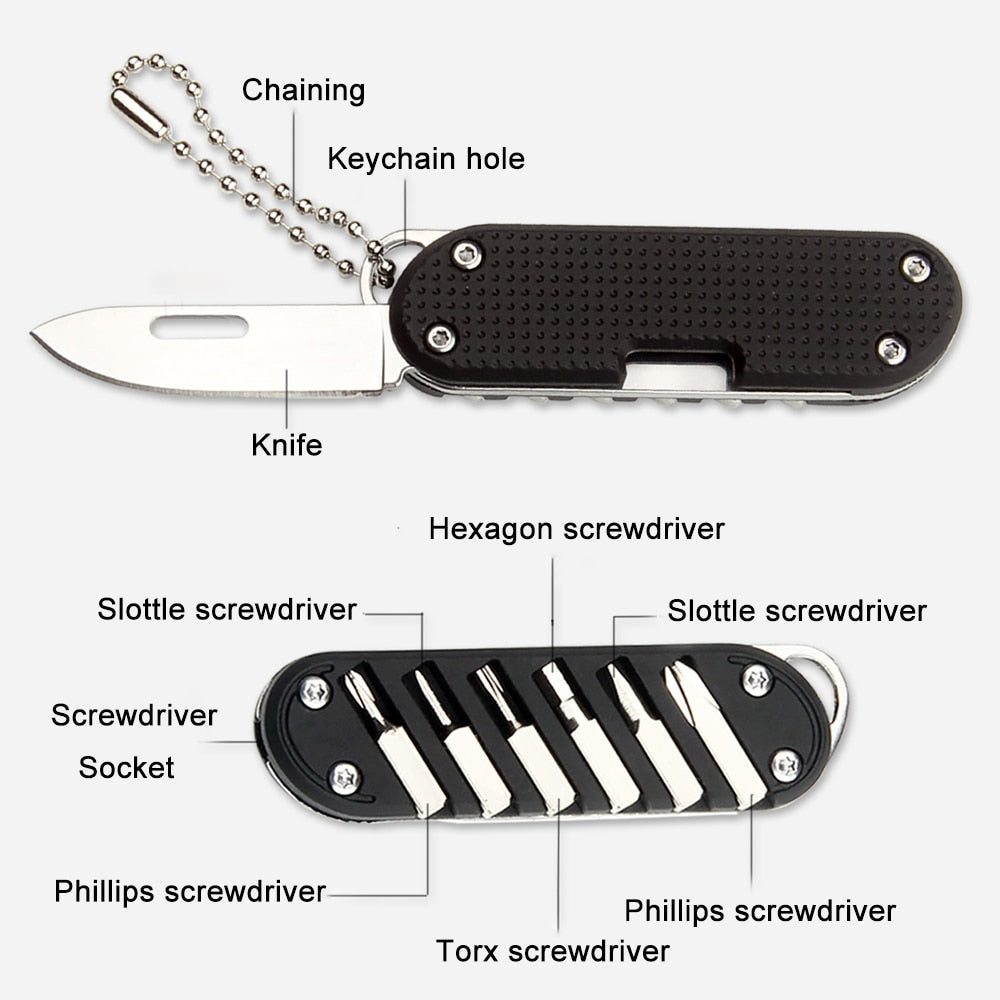 Compact Pocket Multi Tool Keychain Set