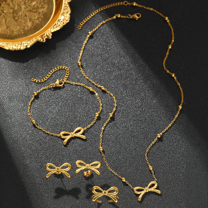 Delicate Bow Crystal Jewelry Set