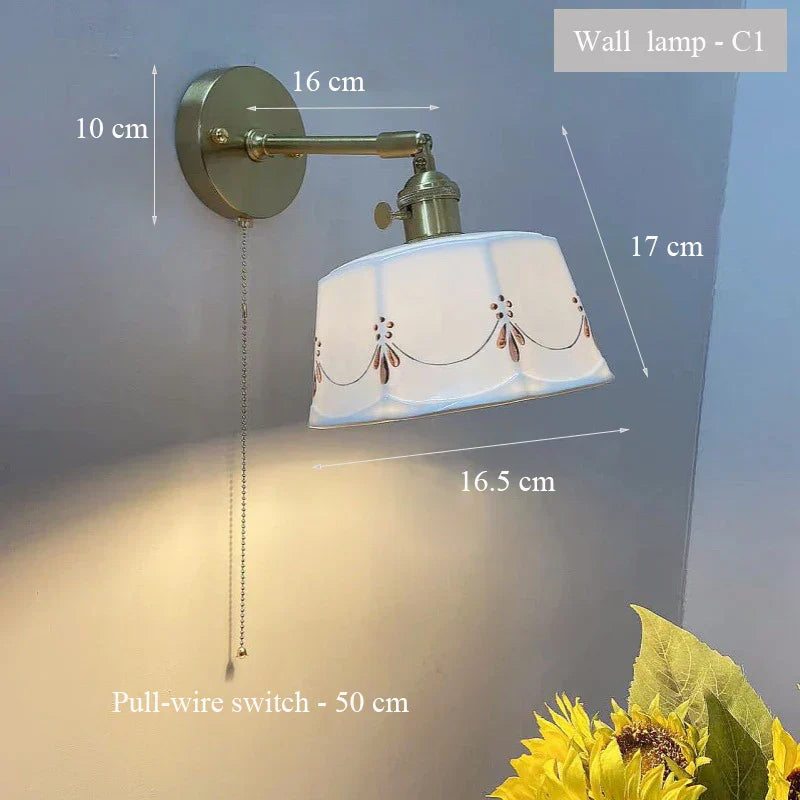 Vintage Style Japanese Wall Light with Switch