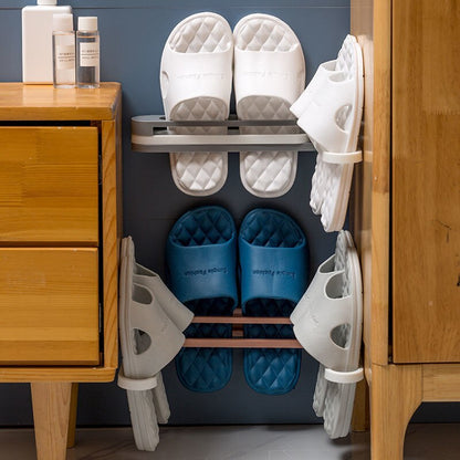 Space Saving Stick On Folding Shoe Organizer