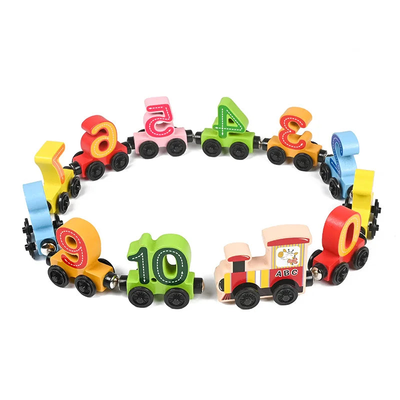 Wooden Educational Toy Train Set with Magnets