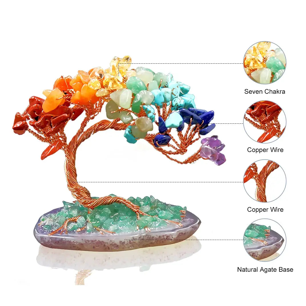 Small Crystal Feng Shui Tree with Agate Base