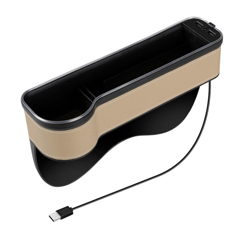 Car Storage Box with USB Charger and LED Light