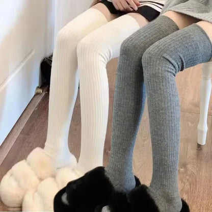 Cozy Women's Knee High Wool Socks Warm Solid Colors