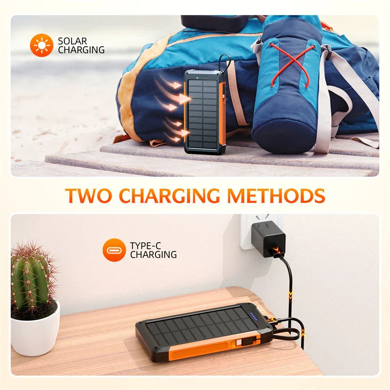 Portable Solar Power Bank 10000mAh Fast Charger