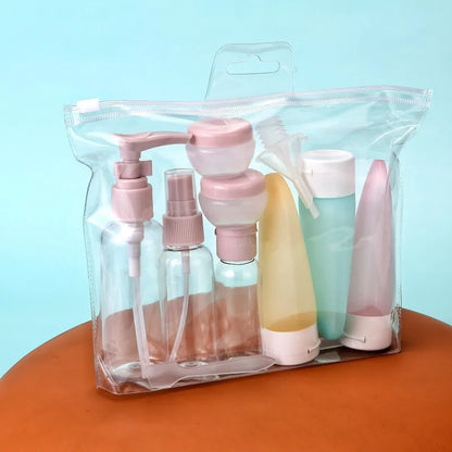 Portable 11pc Travel Cosmetic Kit | Leakproof Refillable Bottles