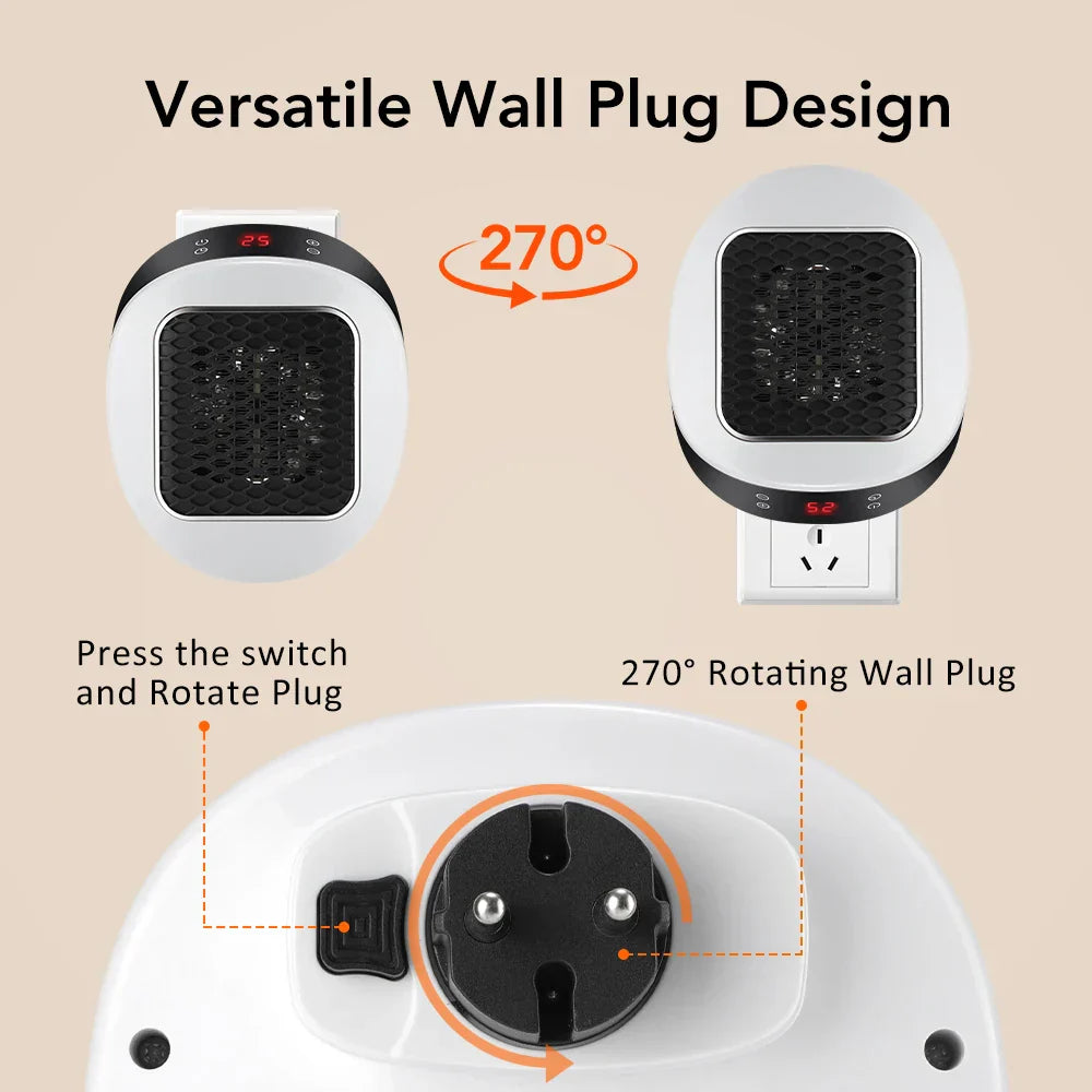 Compact 600W Electric Wall Heater with Remote Control