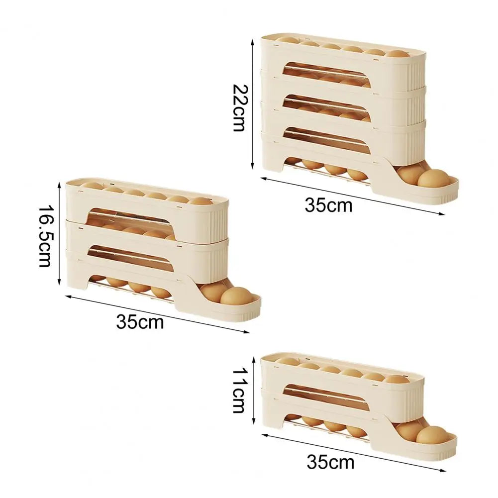 Clear 4-Tier Rolling Egg Storage Container