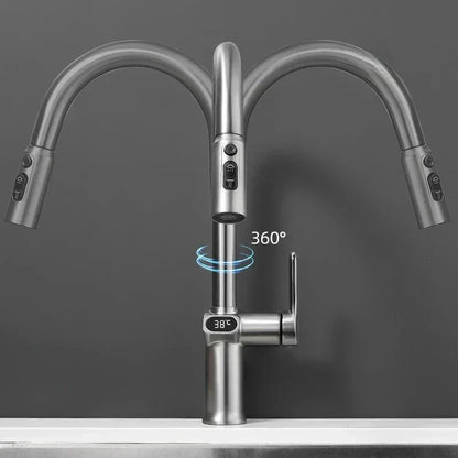 Modern Kitchen Faucet with Touch Screen and Rotating Spout