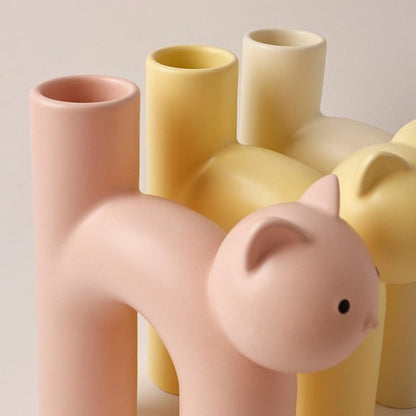 Decorative Clay Kitty Figurine Vase