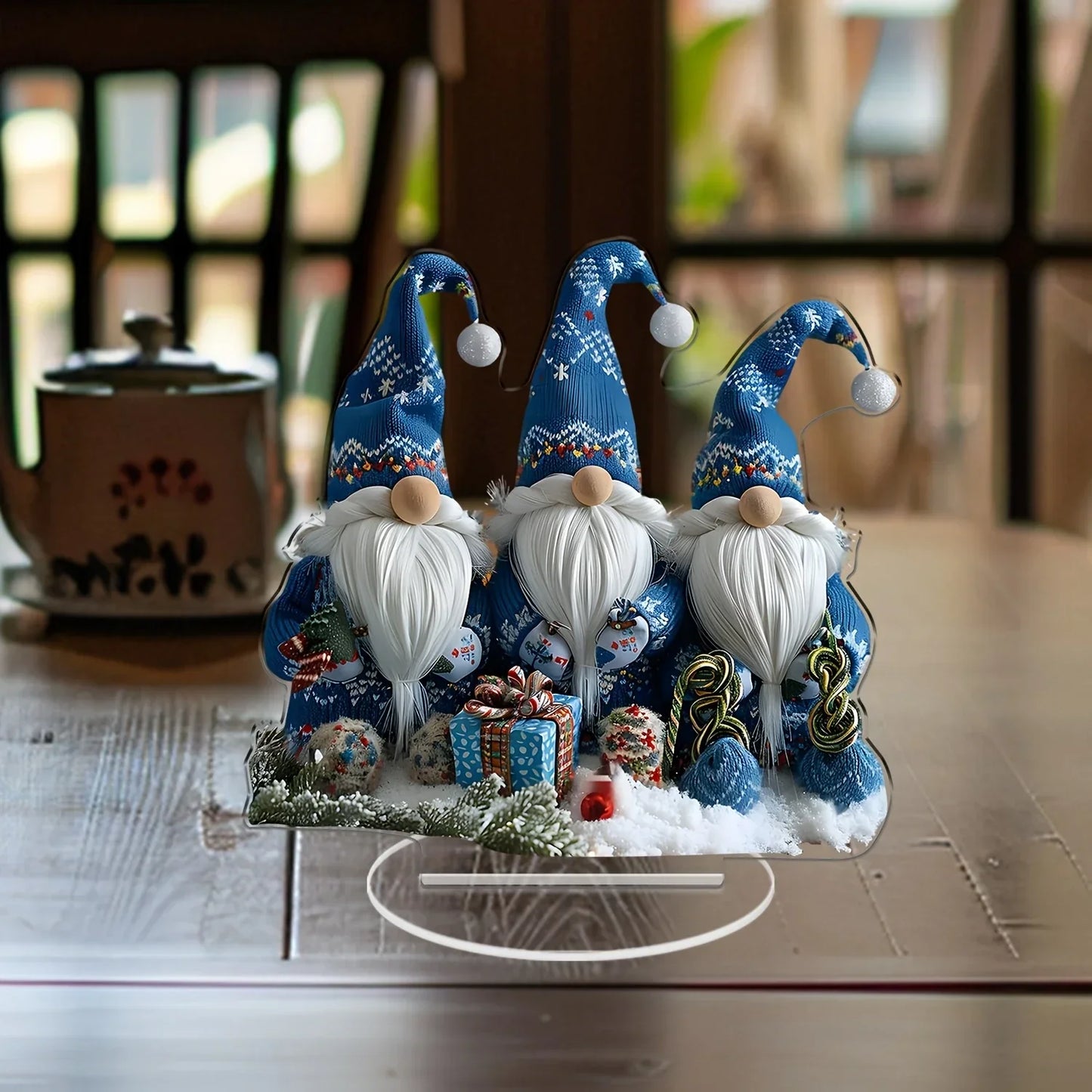 Cute Blue Gnome Figurine Set for Home Decor