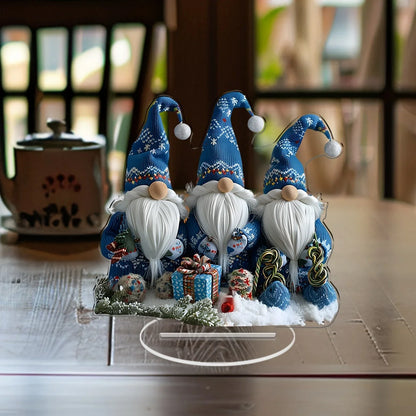 Cute Blue Gnome Figurine Set for Home Decor