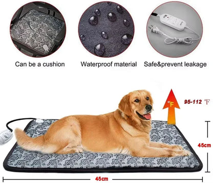 Warm Pet Heating Pad with Timer & Waterproof Design