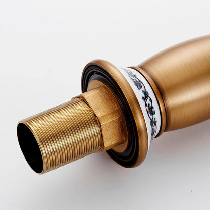 Classic Bronze Faucet with Ceramic Knob