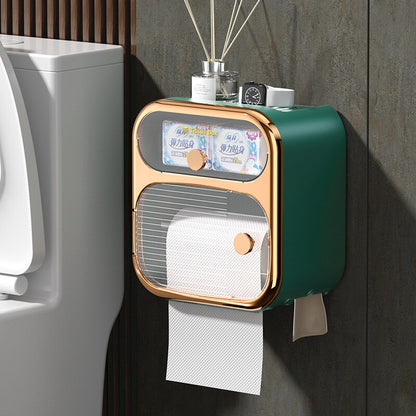 Space-Saving Wall Mount Toilet Paper Holder Storage
