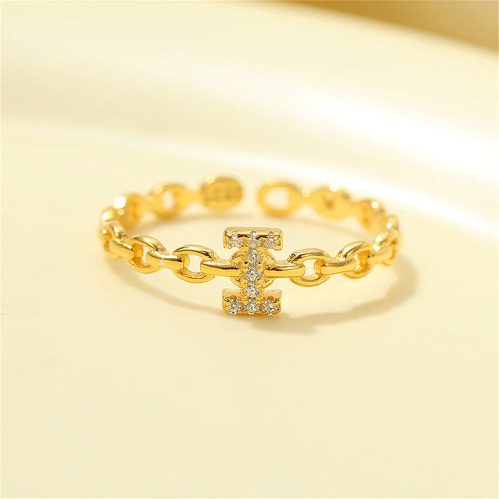 Delicate Diamond Initial Letter Ring