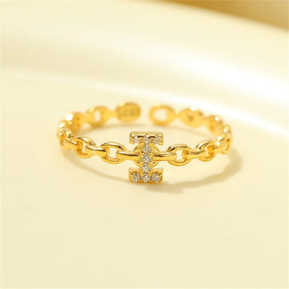 Delicate Diamond Initial Letter Ring