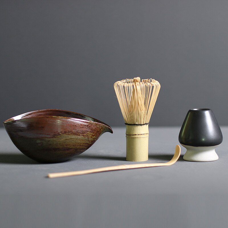 Traditional Japanese Matcha Tea Set with Whisk & Bowl